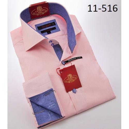 Axxess Pink / Blue Design Modern Fit Cotton Dress Shirt 11-516